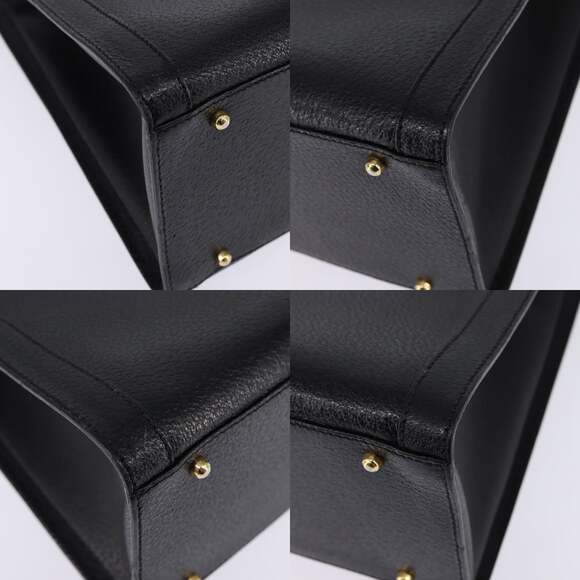 GUCCI Bamboo Hand Bag Leather Black Gold 002 1095 002 1095 - Picture 10 of 12